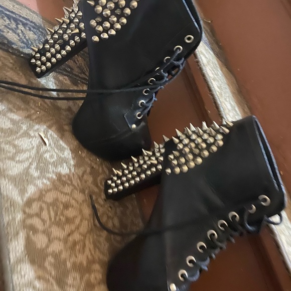 Jeffrey Campbell Black Leather Litas w/ Spikes - Picture 2 of 6